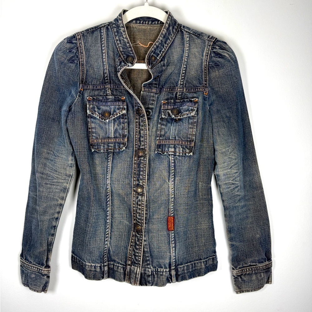 7 For All Mankind Distressed Y2K Style Jean Jacket Sz S